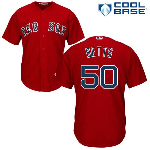 Red Sox #50 Mookie Betts Red Cool Base Stitched Youth MLB Jersey - Click Image to Close